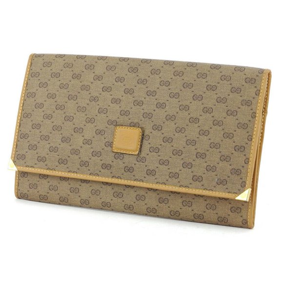 GUCCI wallet micro GG beige PVC �~ leather Authentic used - Picture 1 of 9